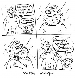 shaving, stranger, cartoon, keithallyn