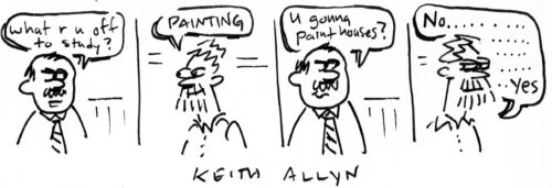 mfa painting, cartoon, keithallyn