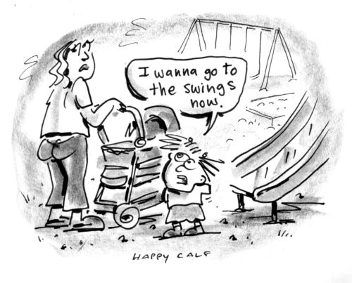 swings cartoon, happycalf, keithallyn