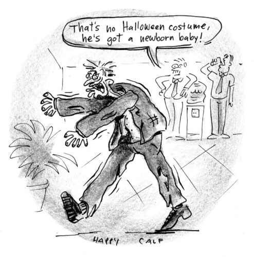 newborn, zombie dad, happycalf